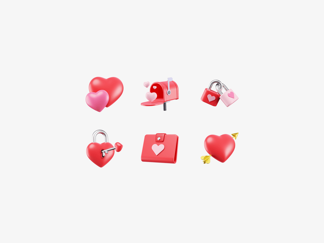 Valentine 3D icons