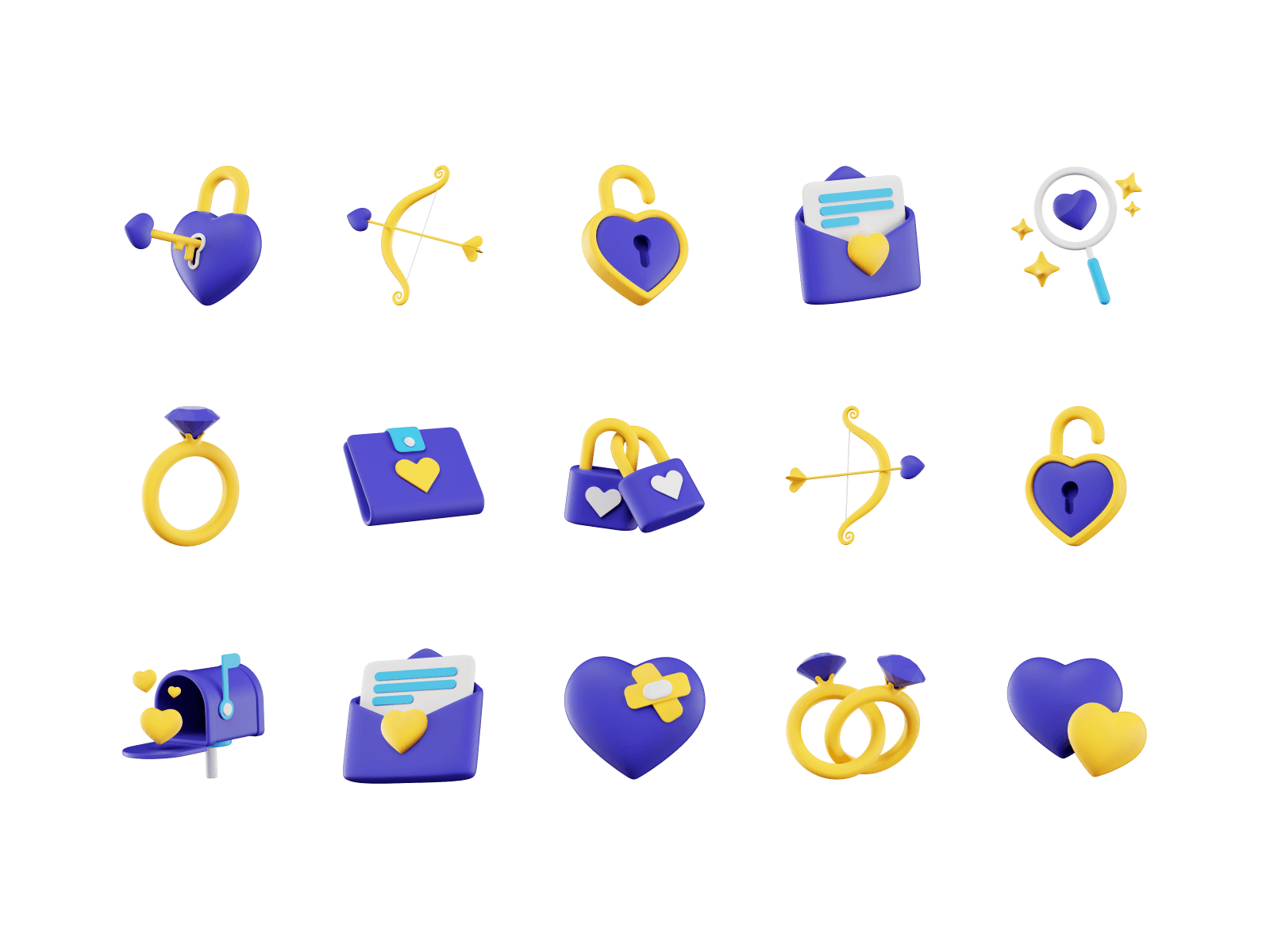 Valentine 3D icons