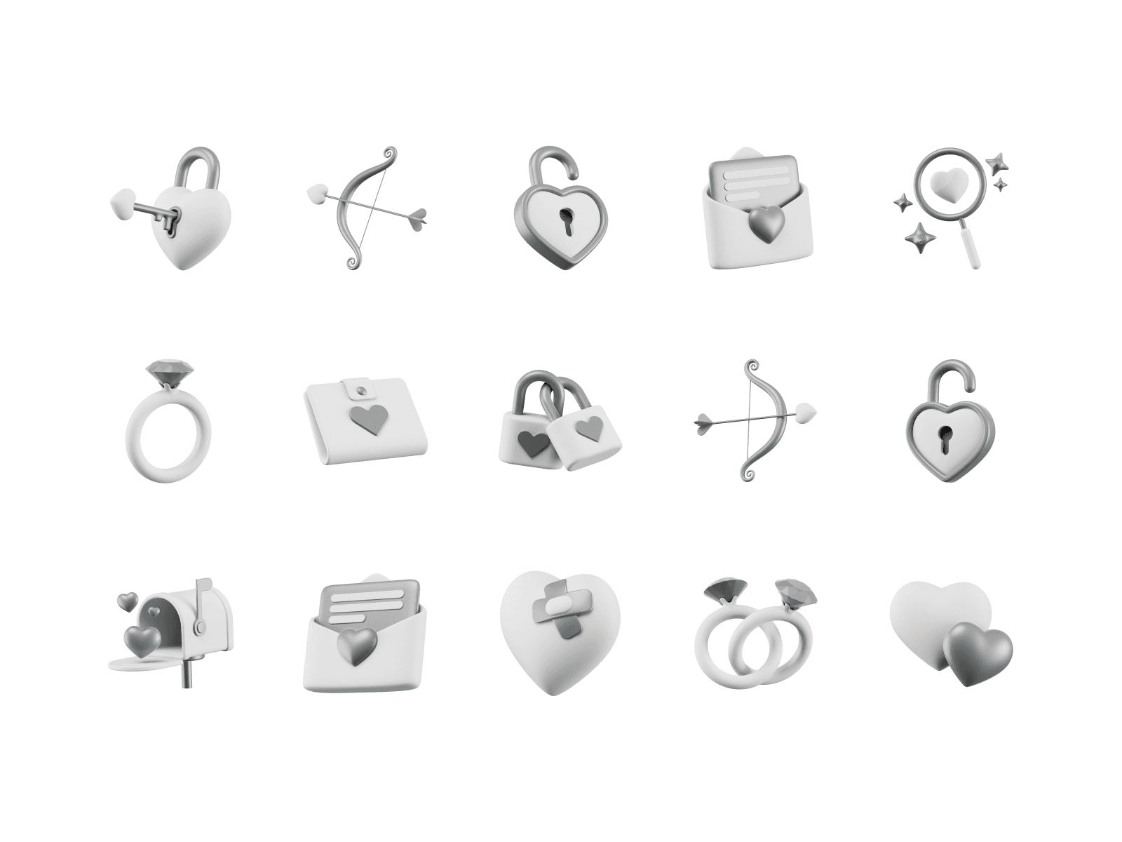 Valentine 3D icons