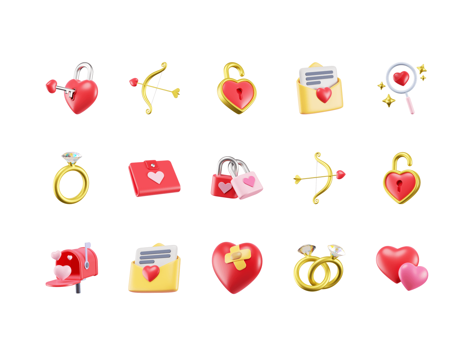 Valentine 3D icons