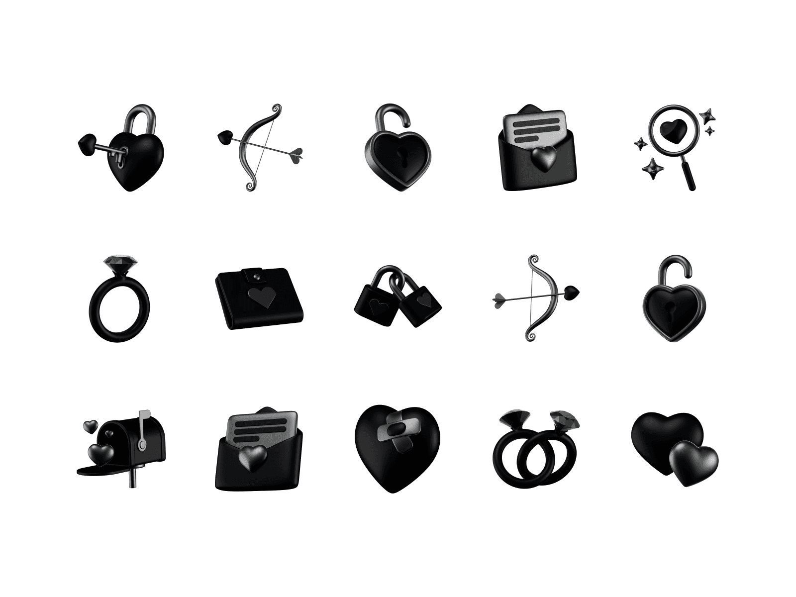 Valentine 3D icons